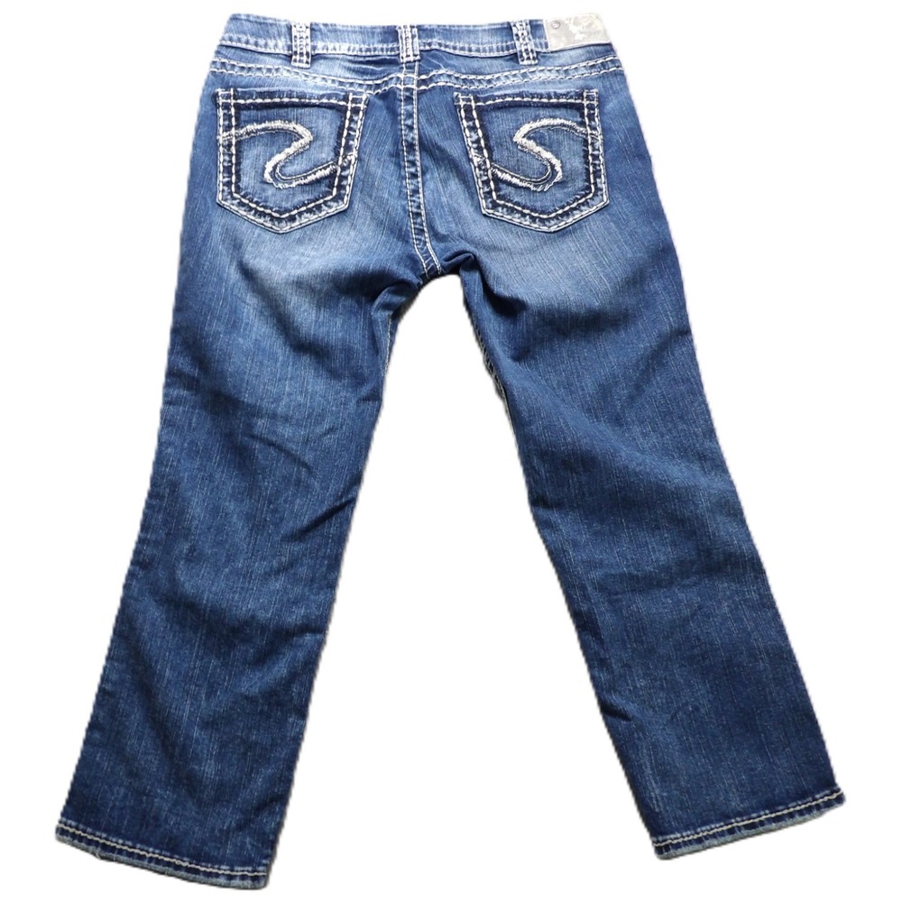 Silver Jeans Co. Suki Mid Capri Women Blue Cotton Blend Mid Rise Crop Pant 31x22
